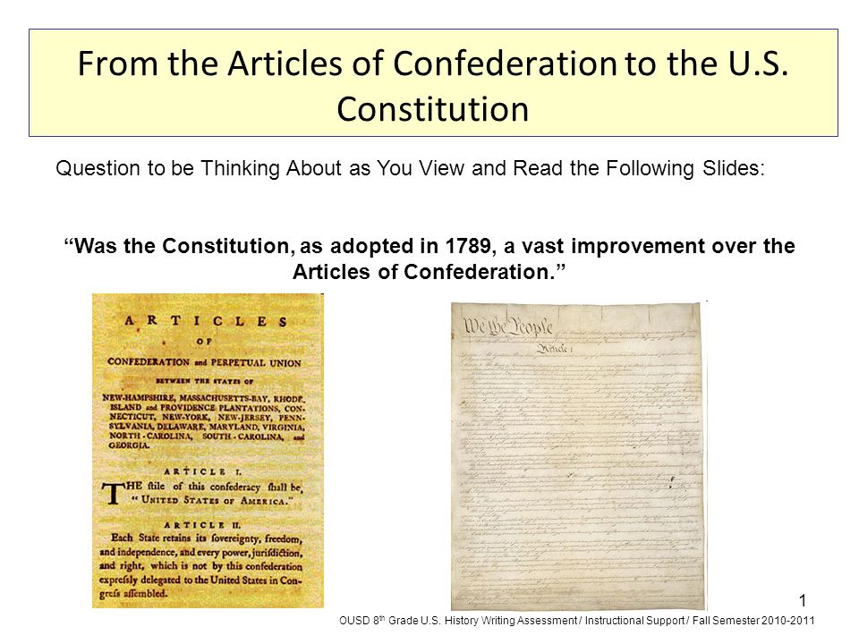 What were the Articles of Confederation?